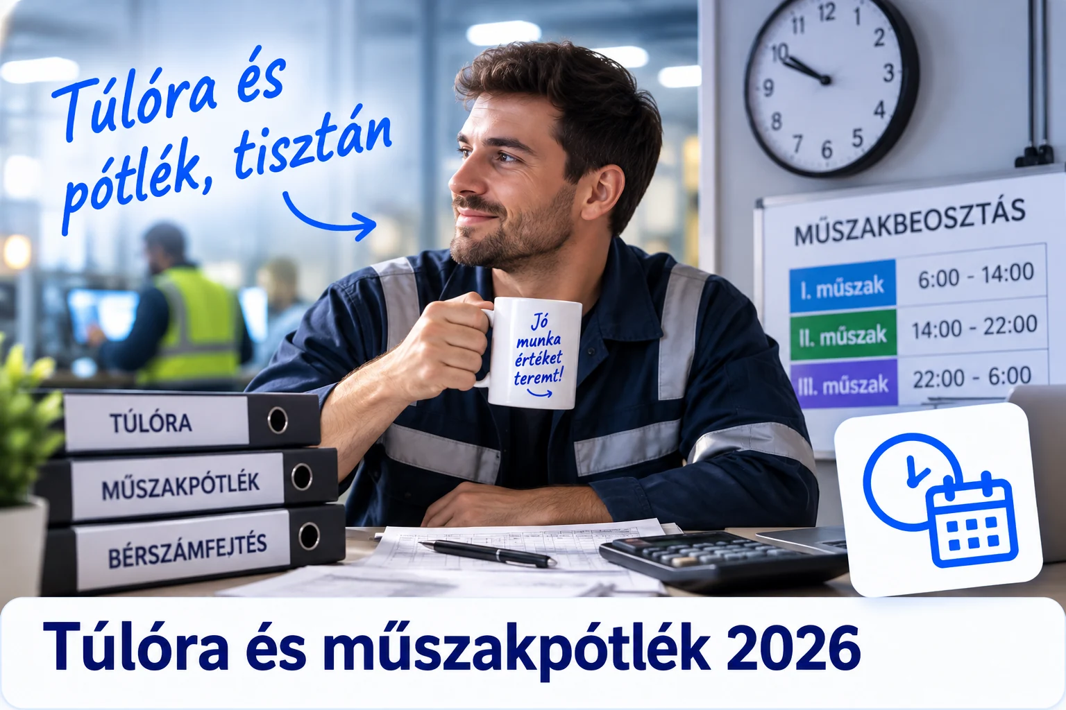 Munkavállaló műszakbeosztás mellett – túlóra és műszakpótlék
