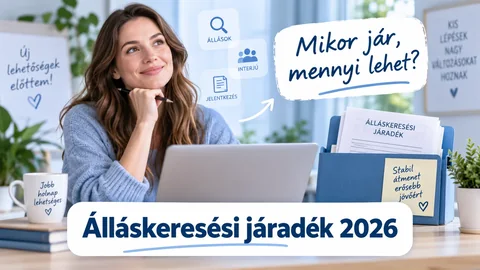 Állást kereső nő laptopnál – álláskeresési járadék