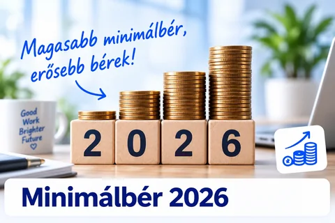 Érmeoszlopok és 2026-os évszám – minimálbér