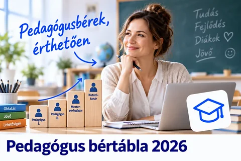 Pedagógus laptopnál, a pedagógusfokozatokat jelölő oszlopokkal
