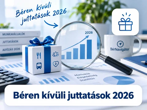 Ajándékdoboz és pénzügyi grafikon – béren kívüli juttatások 2026